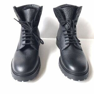 HUGO Men's Black Faux-fur-lined Boots In Grainy Leather.